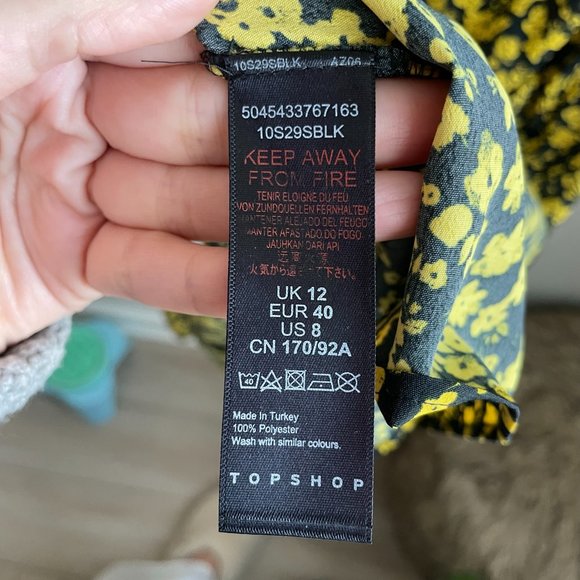 Topshop / Black and Yellow Long Sleeve Midi Dress - Picture 7 of 11